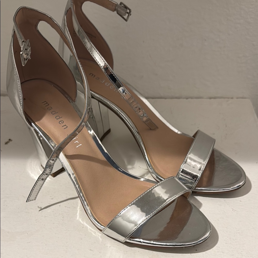 Madden Girl Silver Strappy Heels